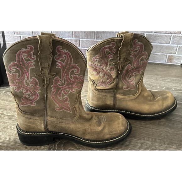Ariat Shoes - Ariat Boots Womens 10 Fatbaby Western Brown Pink Cowboy Boot